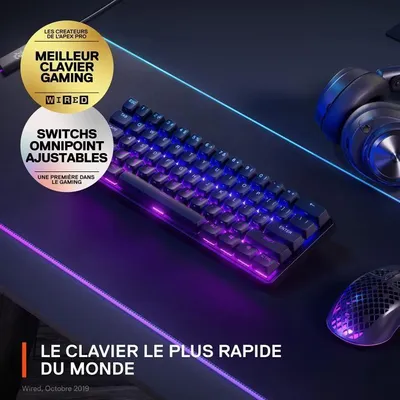 Obrázok produktu pre Herná klávesnica Steelseries APEX PRO MINI Wireless, spínače Omnipoint, RGB podsvietenie jednotlivých klávesov, bezdrôtová, čierna