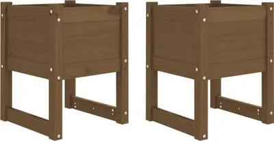 Productafbeelding van vidaXL Plantenbakken, 2 stuks, honingbruin, 40x40x52,5 cm, massief grenenhout