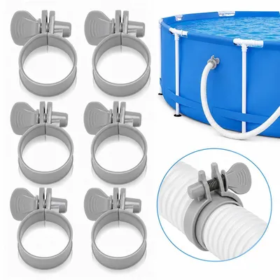 Immagine prodotto di Set di 6 fascette per tubi da piscina, per tubi di diametro 37-40 mm, in plastica