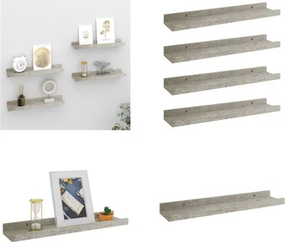 Produktbild von vidaXL Wandregale 4 Stk. Betongrau 40x9x3 cm - Wandregal - Wandregale - Wandablage - Wandablagen