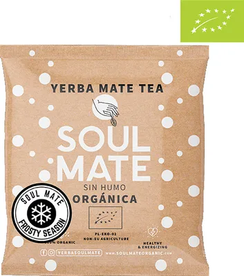 Produktbild von Soul Mate - Mate Tee Bio Probe Orgánica Frosty Season 50g - Winter Edition mit Zimt - Rauchfrei, Mild - Luftgetrocknet - Yerba Mate Brasilien