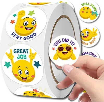 Produktbild von DIY-Motivationsaufkleber auf einer Rolle mit 500 Stück für Kinder mit Emoticons
