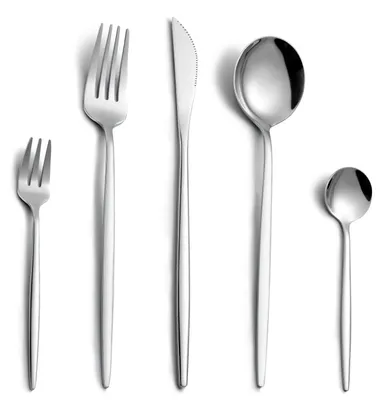 30-teiliges Besteckset, Edelstahl, spülmaschinengeeignet, silber