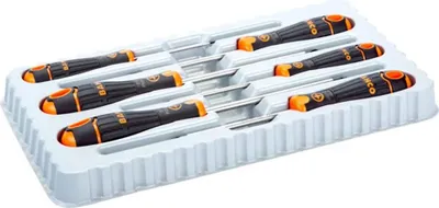 Produktbild von Bahco Set Mit 6 Phillips-und Pozidriv-schraubendrehern Mit Gummigriff Silber Silber One Size