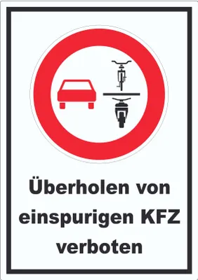 Produktbild von Überholverbot von einspurigen KFZ Aufkleber A9 (37x52mm)