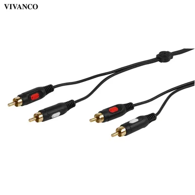 Produktbild von ViVanco™46/00 15G, 2 x RCA, Männlich, 2 x RCA, Männlich, 1,5 m, Schwarz