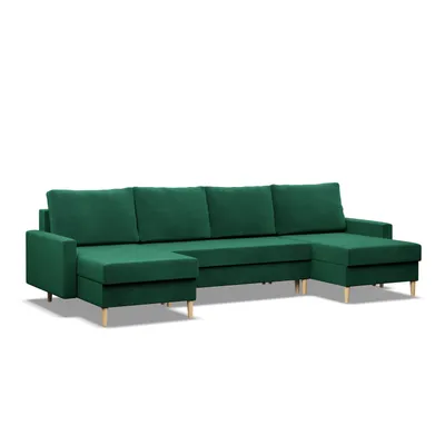 Produktbild von Ecksofa mit Schlaffunktion, Wendekissen, Bonell, Sofa U-form BLANK Grün, 294x140cm
