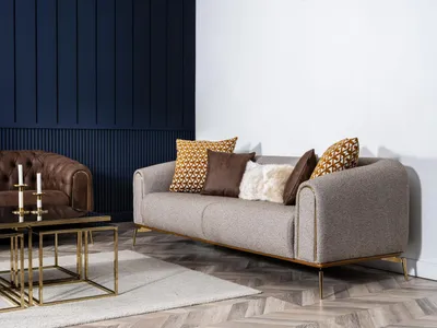 Produktbild von Sofagarnitur Komplette Couchgarnitur Sofa 431 Sitzer Stoff Braun 3tlg