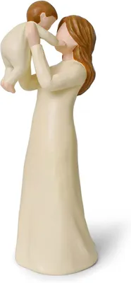 Imagen del producto de Figura de madera de una madre con un niño, hecha a mano, de aproximadamente 15 cm, ideal para decorar habitaciones de bebés