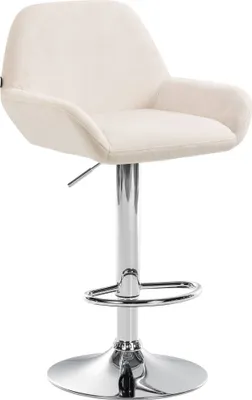 Produktbild von CLP Barhocker Braga Samtbezug mit Metallgestell, höhenverstellbar und drehbar creme Gestell Farbe chrom