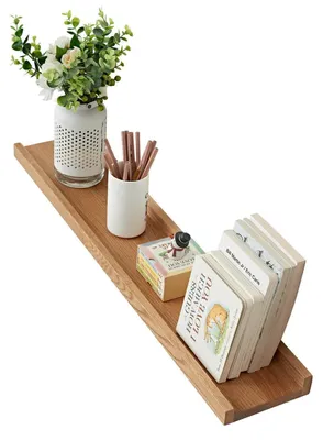 Zdjęcie produktu dla Półka wisząca, listwa na zdjęcia, dąb, drewno lite, 80 x 10 cm