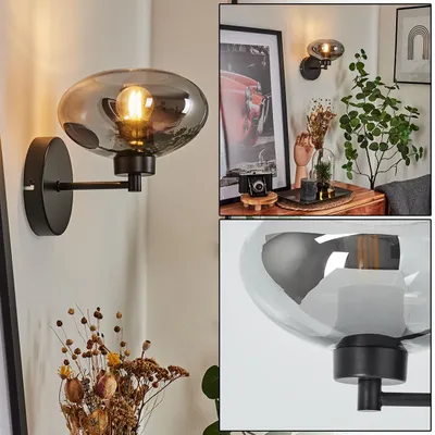 Produktbild von Pietramelara »Pietramelara« Wandlampe aus Metall/Glas in Schwarz/Rauchfarben