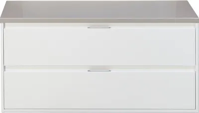 Produktbild von Sanox Waschtischunterschrank Porto BxHxT 120,2 x 58,6 x 50 cm Frontfarbe weiß hochglanz mit WT-Platte Kieselgrau