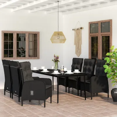 Image de Maison Exclusive - Ensemble de salon de jardin 7 pièces avec coussins noirs