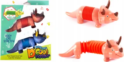 Produktbild von 2er Set Pop Tube Dinosaurier Dehnbar Anti-Stress Sensorik Spielzeug Kinder Bunt
