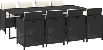 Obrázok produktu pre vidaXL 9-dielny záhradný jedálenský set s vankúšmi Poly ratan Black