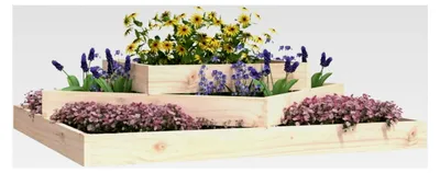 Produktbild von Pflanzkübel 112x112x27 cm aus Kiefernholz, Blumentopf für Außenbereich, Pflanzgefäße für Garten, Terrasse und Balkon