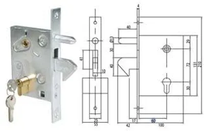Obrázok produktu pre Zámka na zasunutie pre bránu s vyčnívajúcim háčikom a čapom 447 – 60 mm (447)