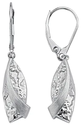 Produktbild von Ohrhänger 925 Silber teilmatt gehämmert spitzoval Ohrringe Ohrschmuck Boutons