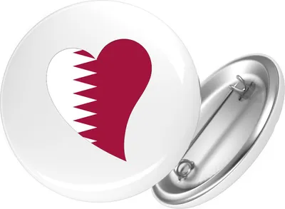 Produktbild von Huuraa Button Katar Flagge Herz 25mm rund mit Sicherheitsnadel Ansteckbutton Geschenkidee