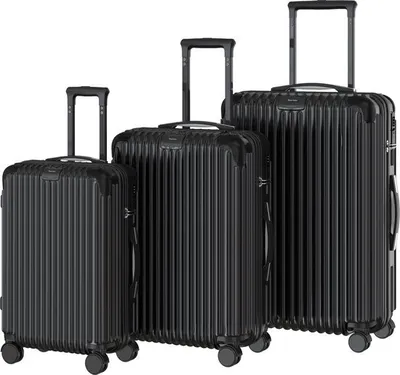 Immagine prodotto di Royal Swiss - Set di valigie da viaggio - 3 pezzi - S/M/L - Nero
