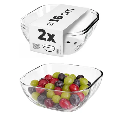 Obrázok produktu pre KADAX Sklenená miska "Carini", šalátová miska, štvorcová sklenená miska, miska, transparentná, 16 cm, 2 kusy