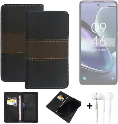 Produktbild von K-S-Trade Handyhülle + Kopfhörer kompatibel mit TCL 50 5G Schutzhülle Walletcase Bookstyle Tasche Schutz Case Hülle Wallet Cover Kunstleder