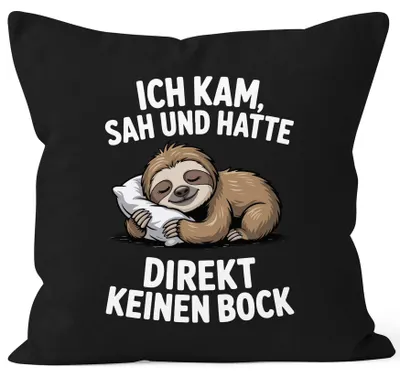 Produktbild von Kissenbezug Faultier Spruch Ich kam sah und hatte direkt kein Bock Geschenk Schlafmützen Moonworks®