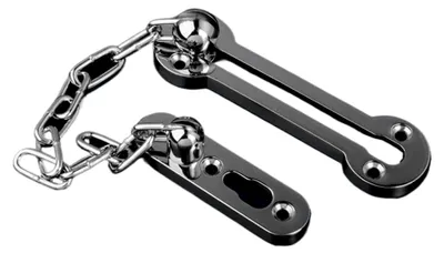 Produktbild von Türkette aus Edelstahl, Türkettenschloss aus Zinklegierung, silberfarben, mit Riegel für Innentüren