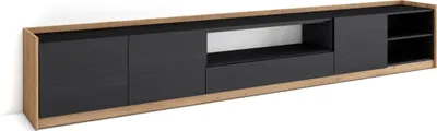 Produktbild von TV-Schrank, Lowboard, 310x37x50cm, Für TV-Geräte bis zu 80", Fernsehtisch, Schwarz Eiche