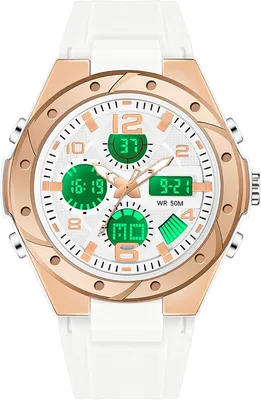Produktbild von Digitale Damen Sportuhr mit LED Beleuchtung, Wecker, Stoppuhr, 5ATM Wasserdicht, Analog Digital Armbanduhr für Teenager Mädchen