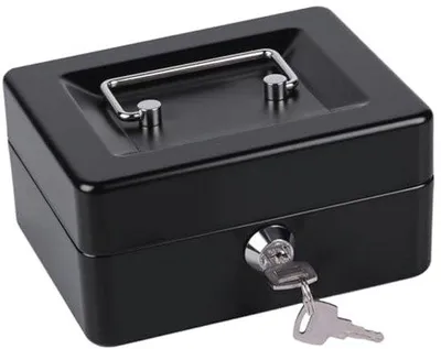 Productafbeelding van Afsluitbaar Geldkistje met Sleutel - Draagbare Spaarpot voor Thuis en Kantoor - 15 x 12 x 8 cm