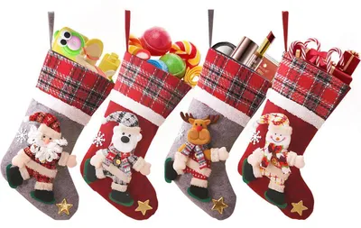 Produktbild von Nikolausstrumpf groß 4 Stück Weihnachtsstrumpf Geschenkbeutel Nikolausstiefel zum Befüllen zum Aufhängen für Weihnachten Kamin Schaufenster 40 cm
