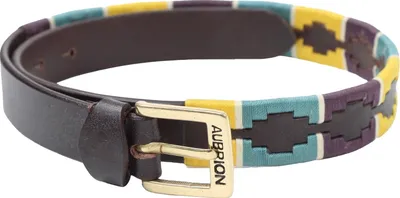 Immagine prodotto di Aubrion - Cintura "Drover" - Polo ER360 (90 cm x 35 mm) (Giallo/verde scuro/viola)