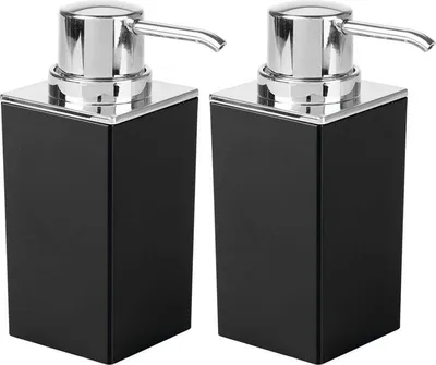 Produktbild von mDesign Seifenspender Lotionspender 2er-Set 300ml Kunststoff Schwarz/Silber