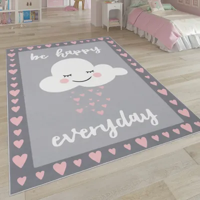Image de Tapis pour enfants, tapis pour chambre d'enfant avec motifs étoile, lune et carreaux Dimension 140x200 cm
