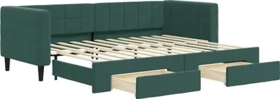 Image de vidaXL Lit de jour extensible avec tiroirs Vert foncé 80x200 cm Velours
