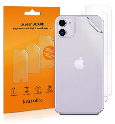 Produktbild von kwmobile 3x Schutzfolie Rückseite kompatibel mit Apple iPhone 11 - Folie Backcover Smartphone - Handyfolie transparent