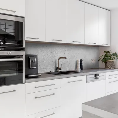 Produktbild von Dedeco Küchenrückwand Motiv: Beton V7, 5mm Hartschaum Kunststoffplatte PVC als Spritzschutz Küchenwand Wandschutz wasserfest, inkl. UV-Lack matt, alle Untergründe, 280 x 60 cm