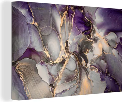Obrázok produktu pre OneMillionCanvasses® - Obrazy na plátne - 140x90 cm, zlatá - fialová - mramor, nástenná umelecká tlač Nástenná dekorácia - Fotografia na plátne - Obraz na drevenom ráme
