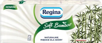 Zdjęcie produktu dla Chusteczki Higieniczne REGINA SOFT BAMBOO 10x9 SZTUK 4 WARSTWOWE DELIKATNE
