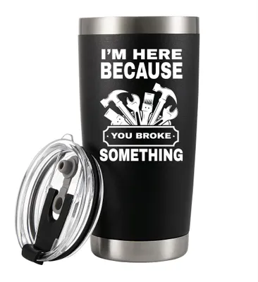 Vakuumisolierter Trinkbecher 20 oz schwarz mit Deckel