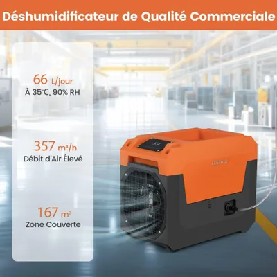 Produktbild von Gewerblicher Luftentfeuchter 66 l/Tag, Pumpenablauf, 167 m²
