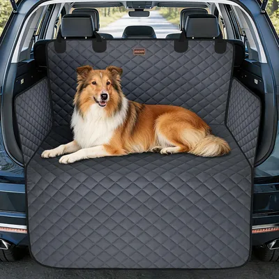 Image de Tapis de coffre pour chiens avec protection de pare-chocs, pare-coffre universel, imperméable, antidérapant, pour voiture