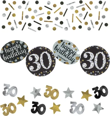 Produktbild von amscan Konfetti Zahl 30 Sparkling Celebration silver/gold 34g