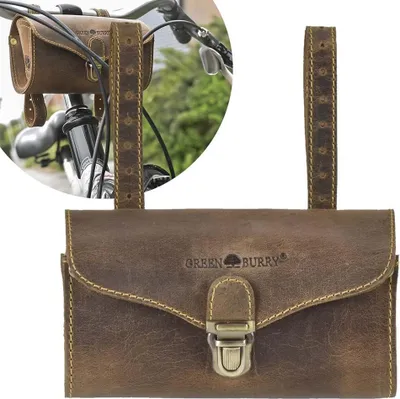 Produktbild von Greenburry Fahrradtasche Lenkertasche Ledertasche Vintage antik braun 17x10x8cm 1578-25