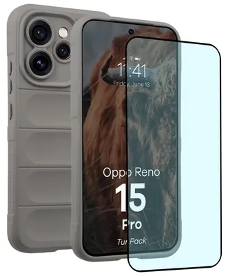 Produktbild von Robuste Handyhülle + gehärtetem Glas für Oppo Reno 15 Pro, Bizon Tur Pack, Hellgrau