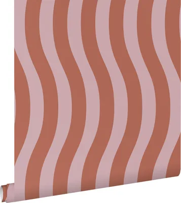 Produktbild von ESTAhome Tapete wellenförmige Streifen Terrakottarosa 50 x 900 cm