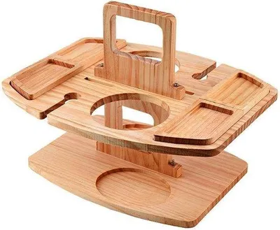 Produktbild von Klappbarer Holztisch mit Glasablage für Outdoor, Strand, Camping