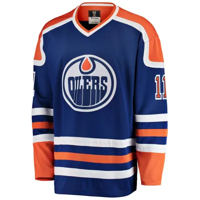 Produktbild von Mark Messier #11 Edmonton Oilers NHL Eishockey Fanatics Breakaway Trikot Vintage Blau-M
